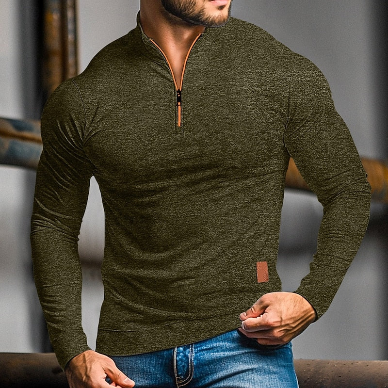 Men's Quarter-Zip Long-Sleeve Polo