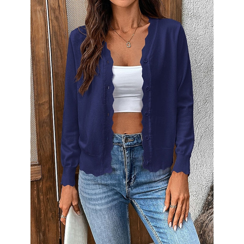 Women's Scalloped Button-Front Cardigan