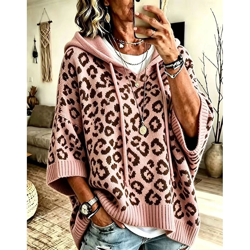 Women's Leopard-Print Hooded Sweater