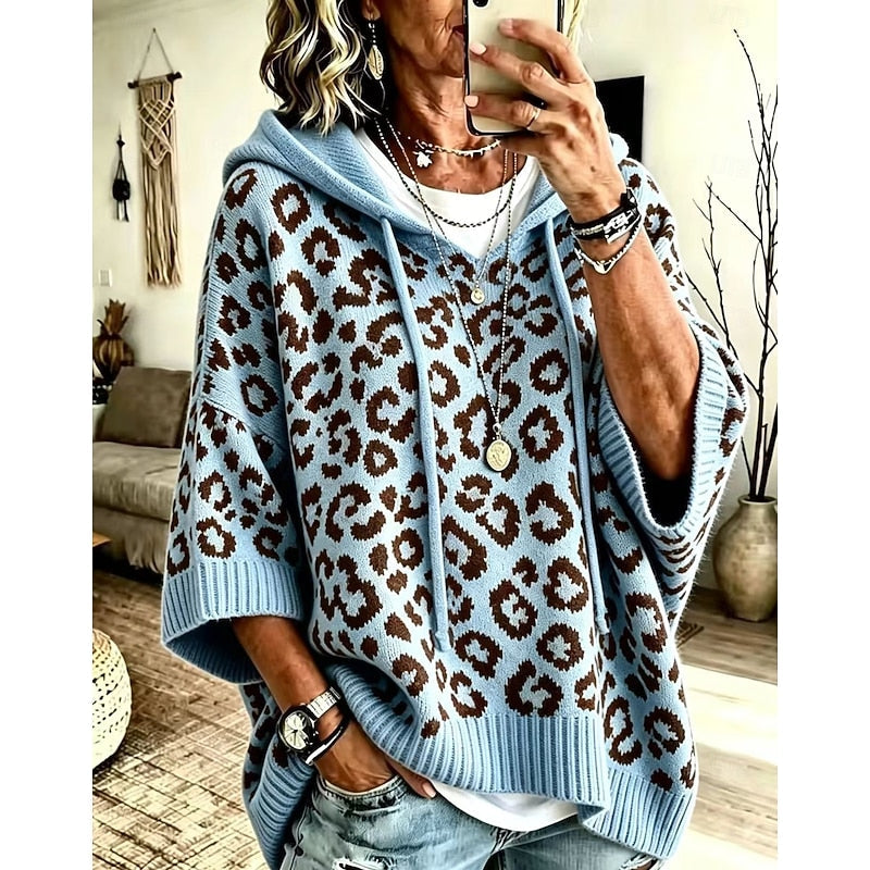 Women's Leopard-Print Hooded Sweater