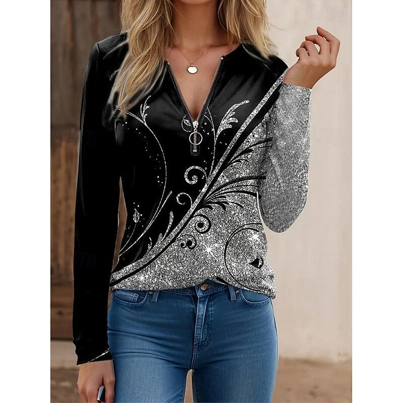 Women's Quarter-Zip Long-Sleeve Top