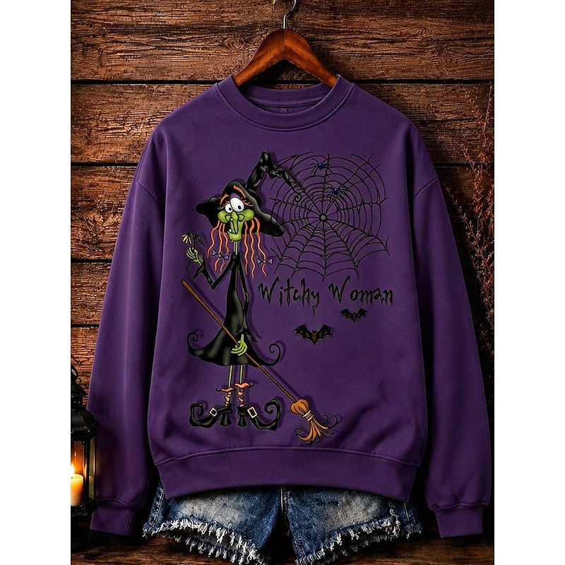 Women's Halloween-Graphic Crewneck Sweatshirt