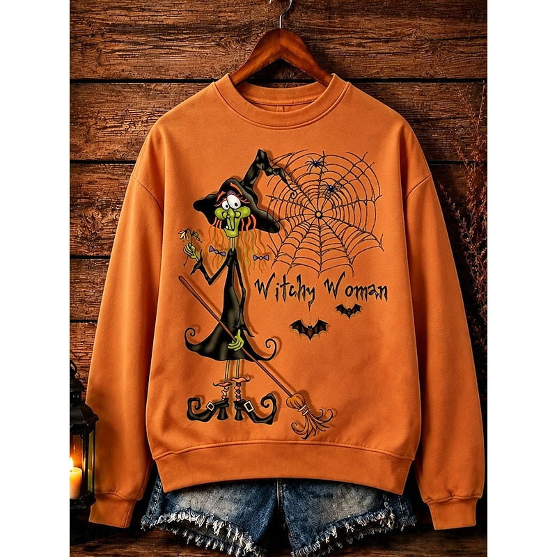 Women's Halloween-Graphic Crewneck Sweatshirt