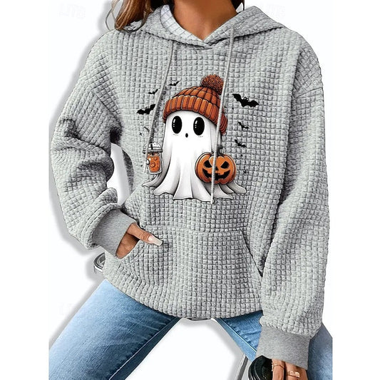 Women's Ghost-Graphic Halloween Drawstring Hoodie