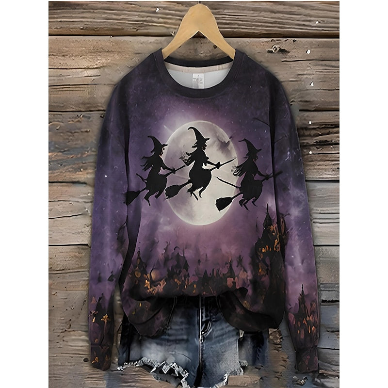 Women's Halloween-Graphic Crewneck Sweatshirt