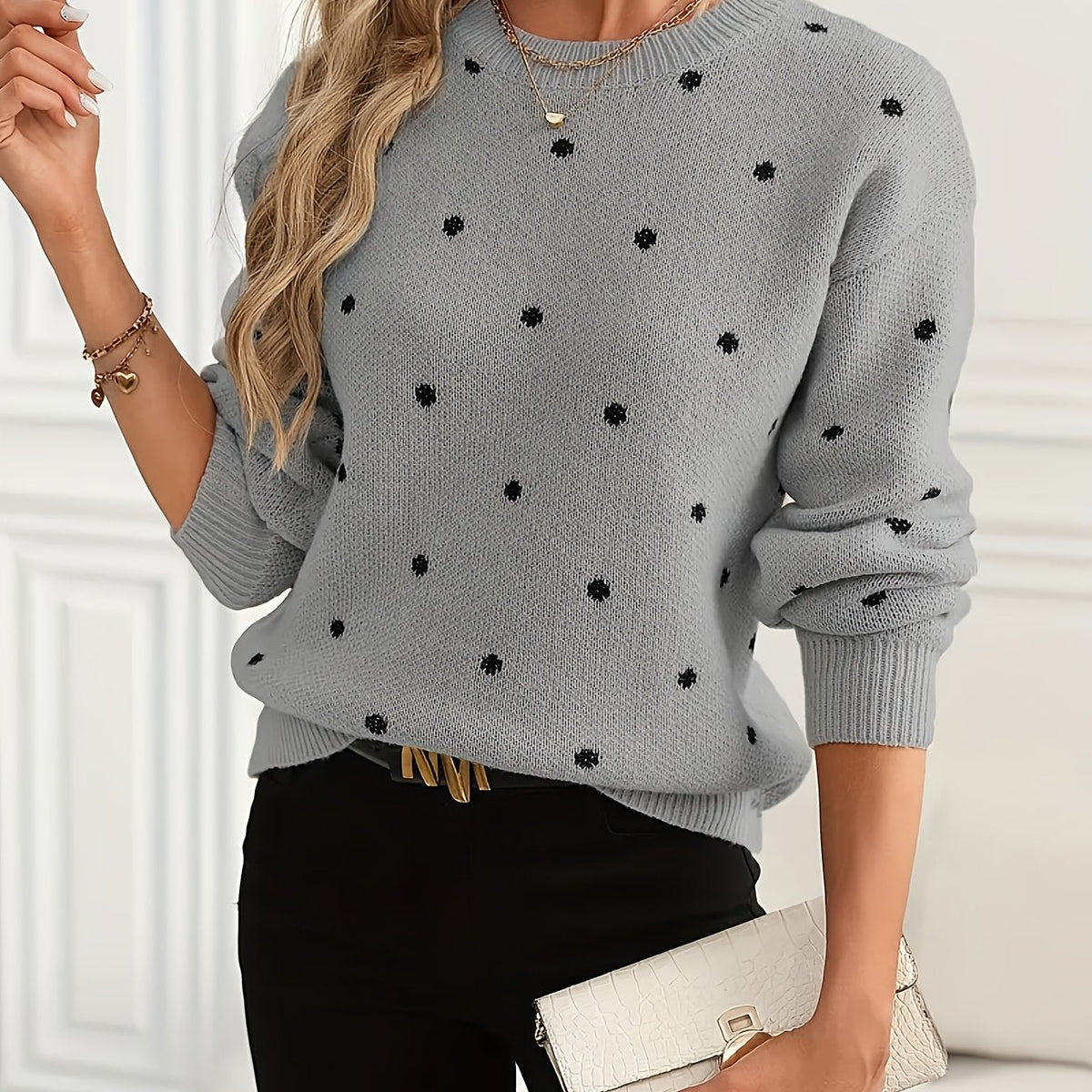 Women's Polka Dot Crewneck Sweater