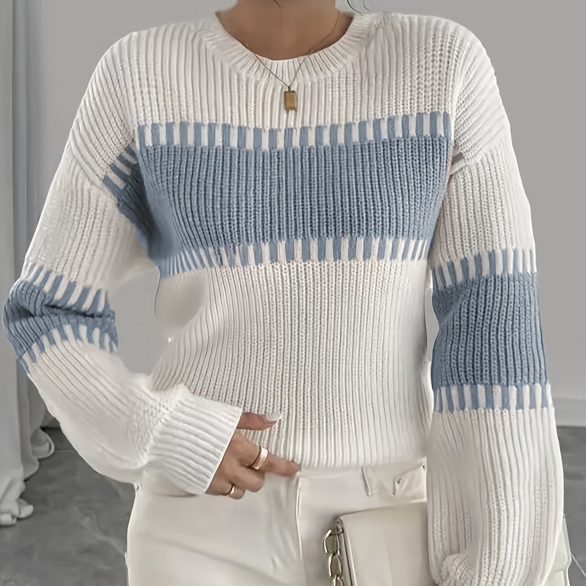 Women's Color-Block Striped Sweater