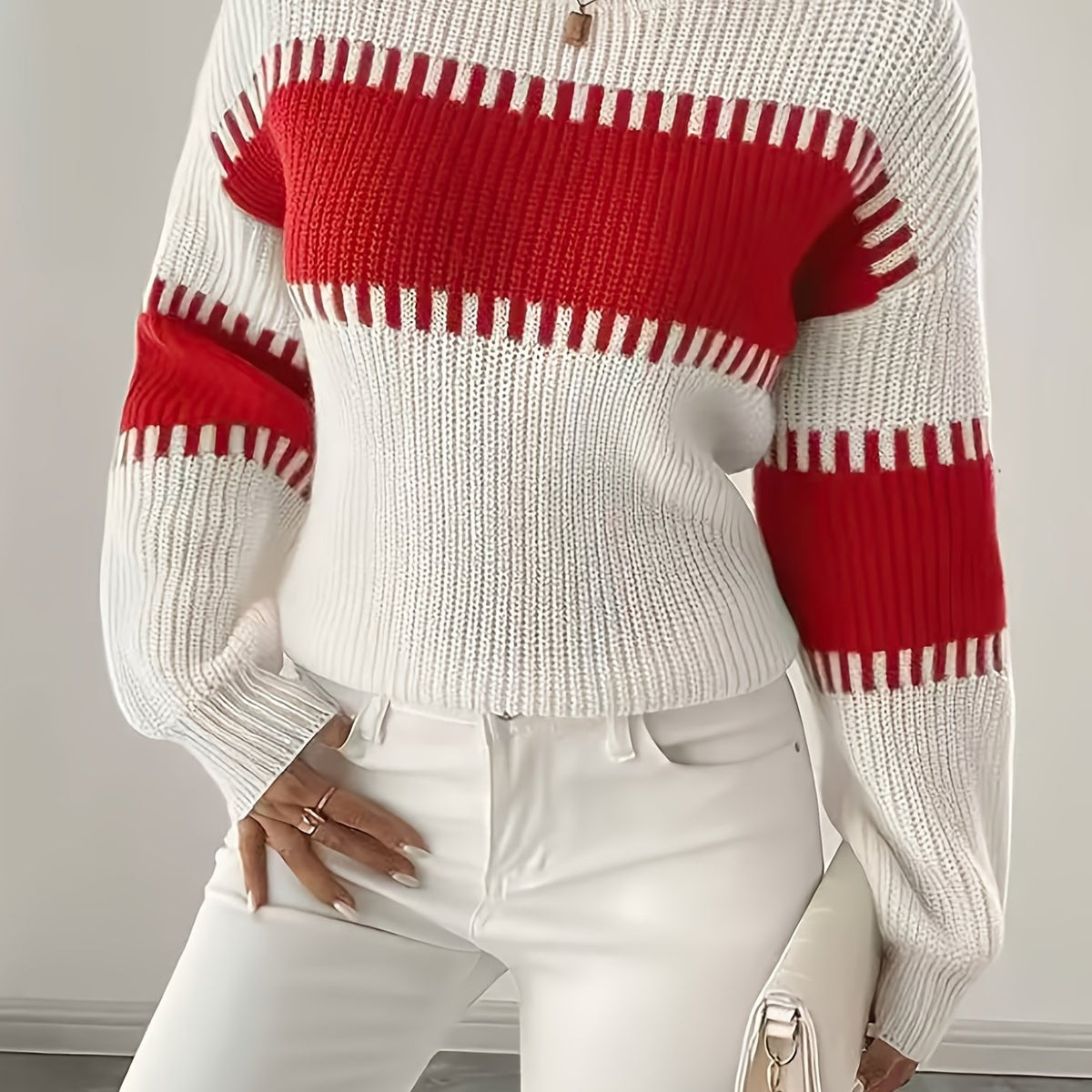 Women's Color-Block Striped Sweater