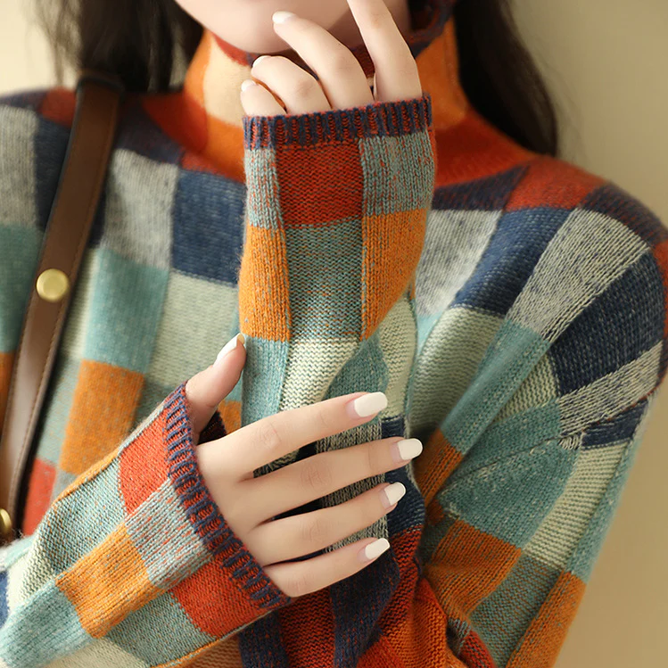 Aurora/ Cozy Patchwork Turtleneck