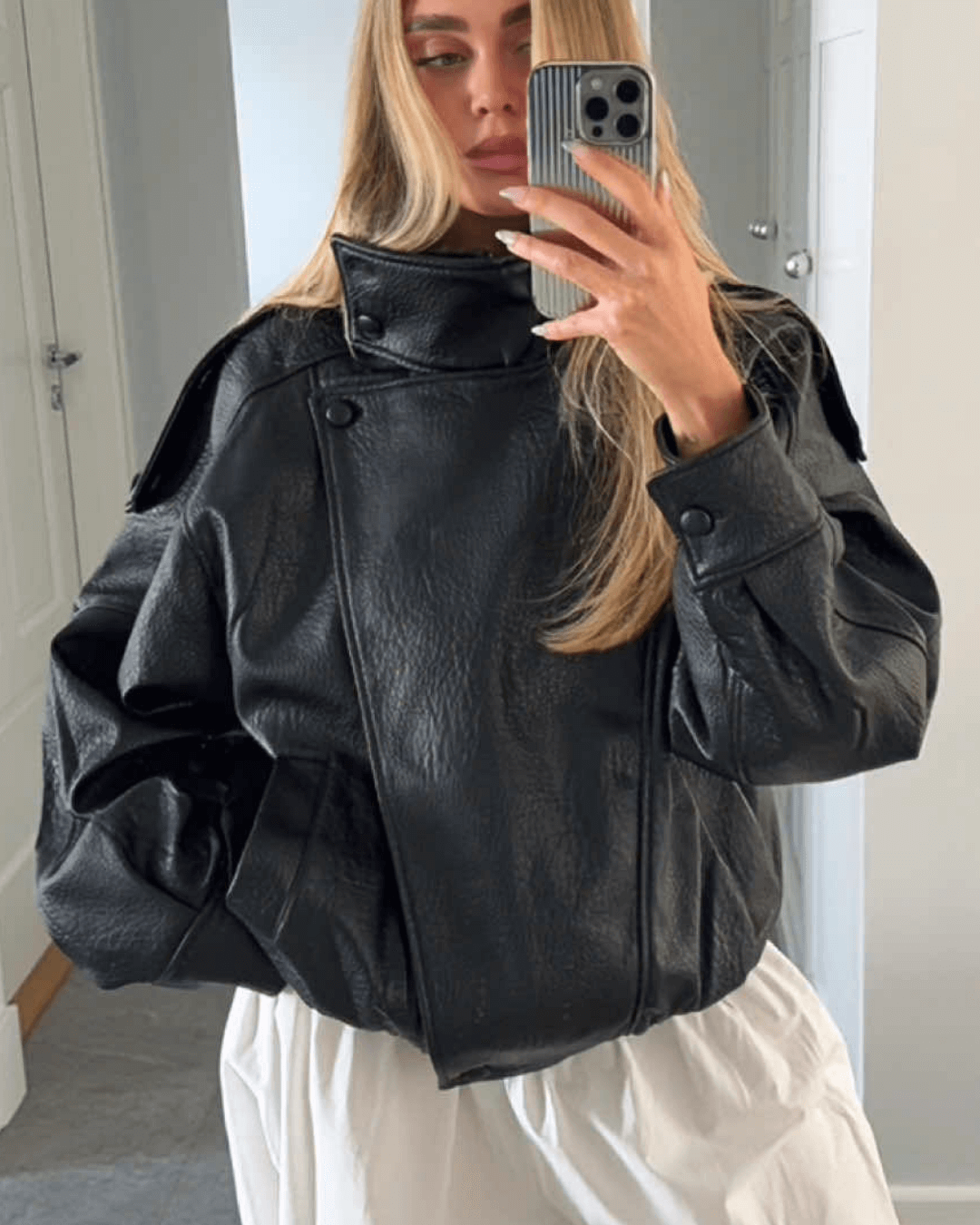Women's Asymmetric Zip Jacket with High Collar
