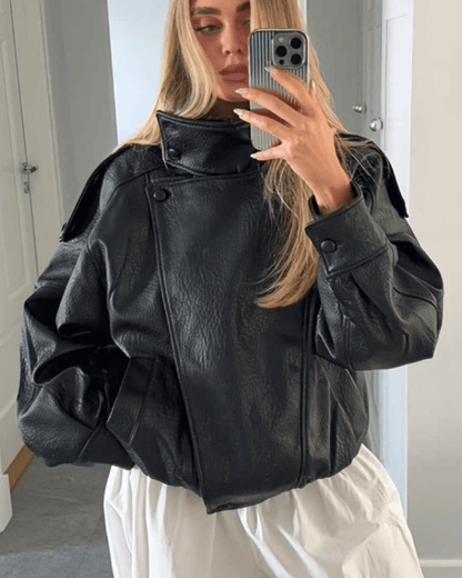Women's Asymmetric Zip Jacket with High Collar