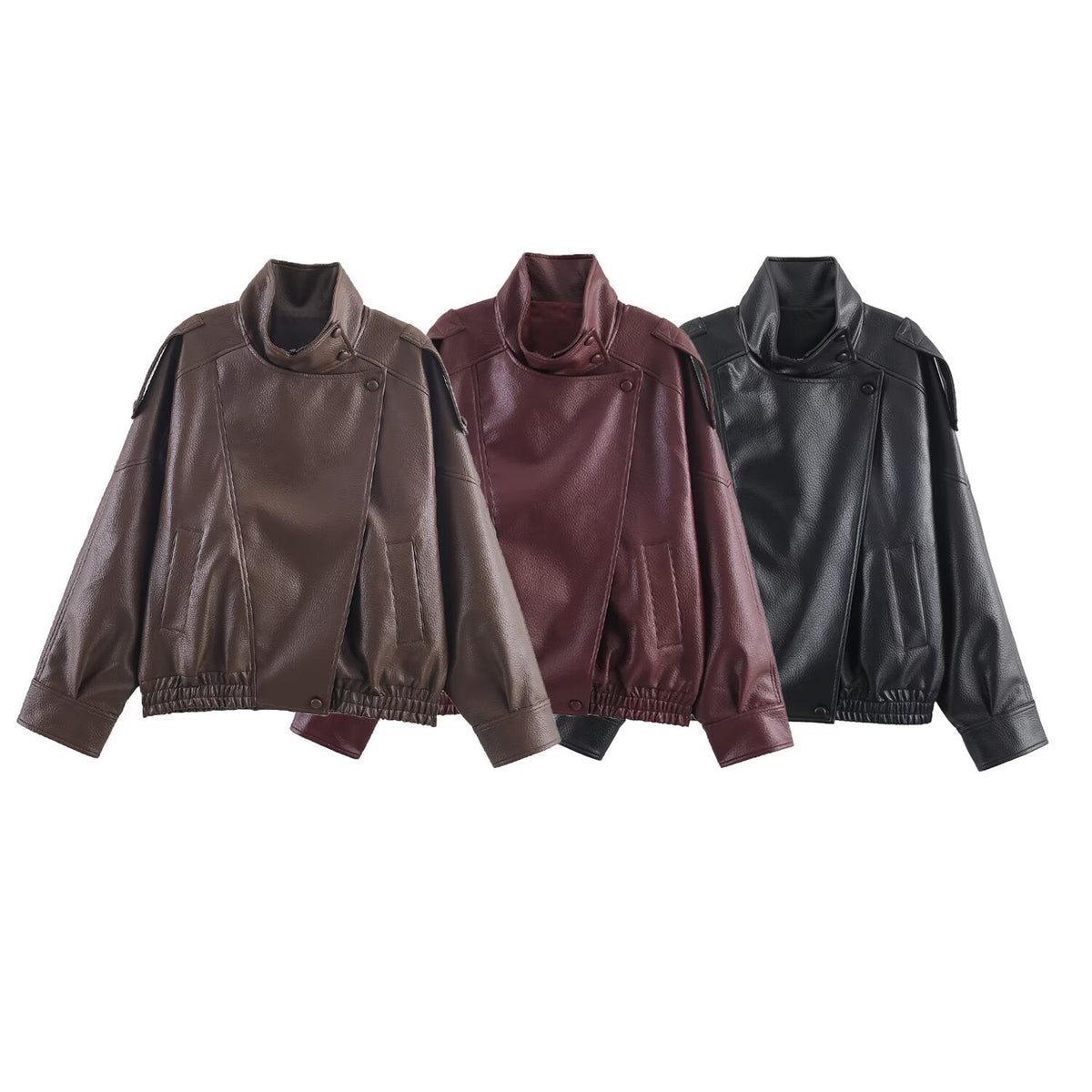 Women's Asymmetric Zip Jacket with High Collar