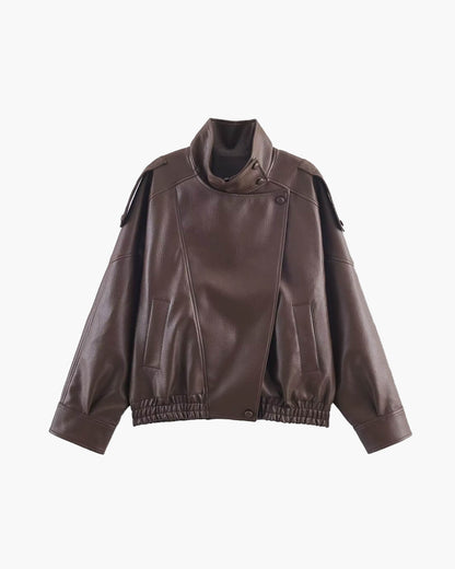 Women's Asymmetric Zip Jacket with High Collar