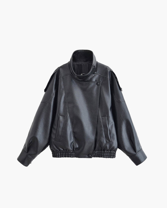 Women's Asymmetric Zip Jacket with High Collar
